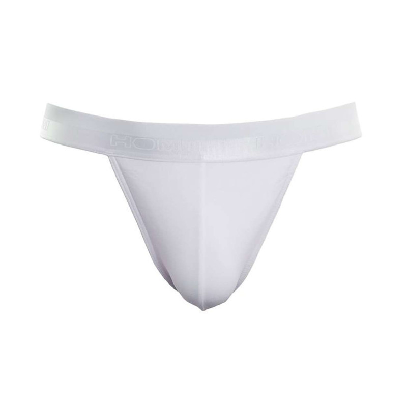 Hom - Slip Blanc Uni Style Tanga Avec Taille élastiquée Blanche - Blanc