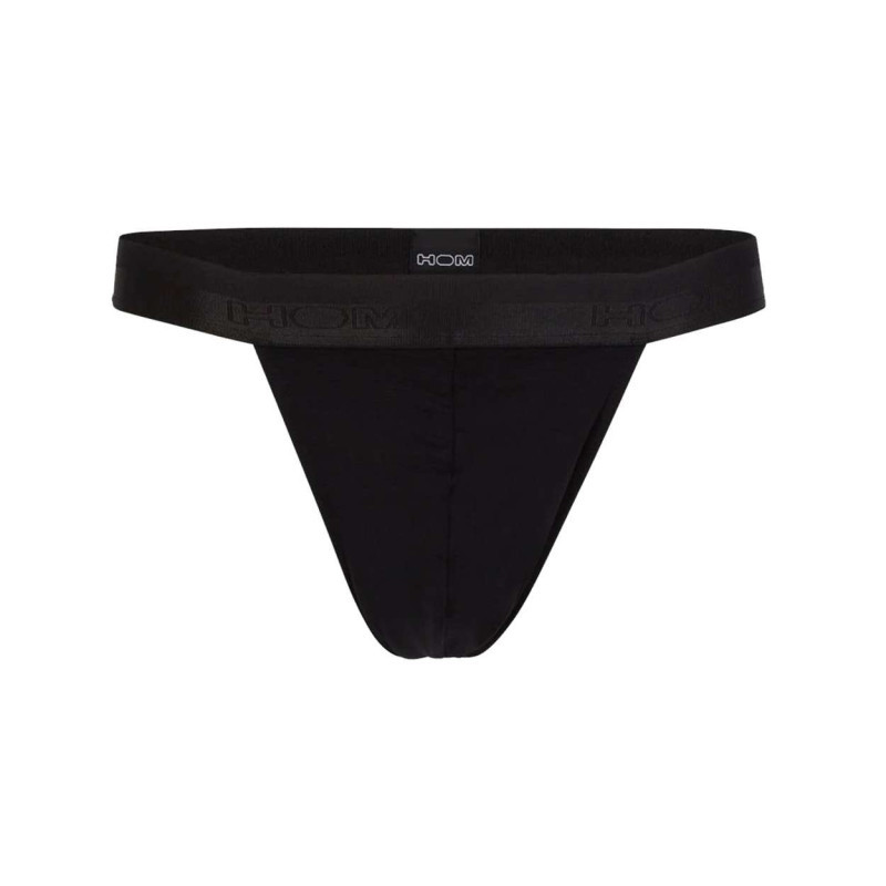 Hom - Slip Noir Uni Style Tanga Avec Taille élastiquée Noire - Noir Hom - Slip Noir Uni Style Tanga Avec Taille élastiquée Noire - Noir