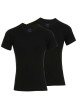 Thumbnail Lot de 2 t-shirts noirs en coton unis coupe droite col V