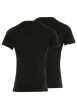Thumbnail Lot de 2 t-shirts noirs en coton unis coupe droite col V - Image 2