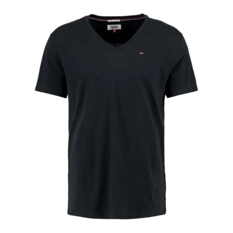 T-shirt en coton noir uni avec une coupe droite...