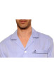 Thumbnail Veste de pyjama en popeline de coton ciel unie à coupe droite et col à revers - Image 3