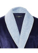 Thumbnail Peignoir d'intérieur bleu marine en velours avec un col châle et deux poches latérales - Image 3