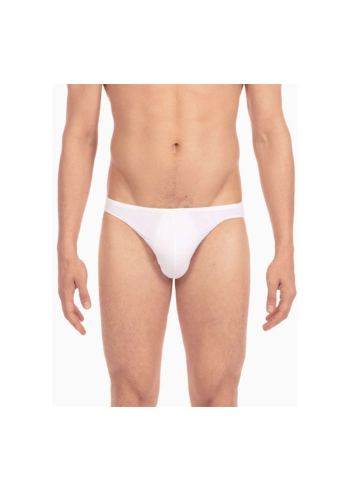 Slip blanc uni avec surpiqûres ton sur ton et taille élastiquée blanche