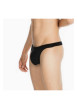 Thumbnail String noir en coton uni avec surpiqûres ton sur ton et taille élastiquée noire - Image 2