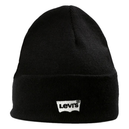 Bonnet noir uni à revers avec logo batwing...