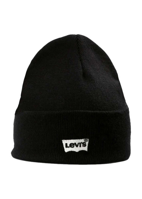 Bonnet noir uni à revers avec logo batwing brodé à l'avant