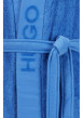Thumbnail Peignoir en coton bleu uni coupe droite avec un col cache-coeur - Image 2