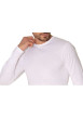 Thumbnail T-shirt manches longues coton blanc uni avec une coupe droite et un col rond - Image 2