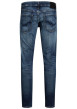 Thumbnail Jean bleu délavé avec une coupe ajustée et une fermeture zippée boutonnée - Image 2
