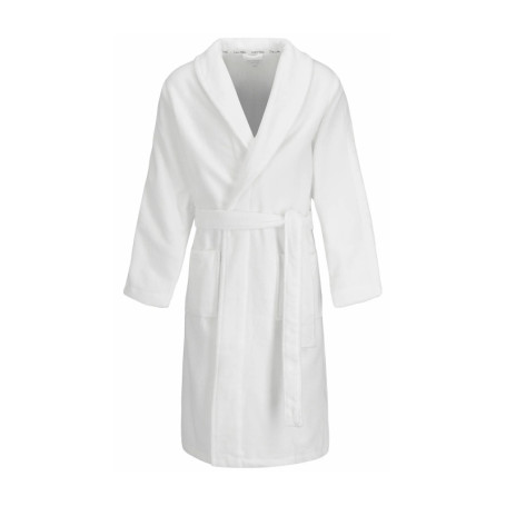 Peignoir en coton blanc uni avec une coupe...