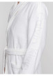 Thumbnail Peignoir en coton blanc uni avec une coupe droite et un col cache-coeur - Image 2