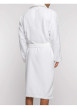 Thumbnail Peignoir en coton blanc uni avec une coupe droite et un col cache-coeur - Image 3