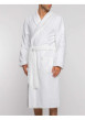 Thumbnail Peignoir en coton blanc uni avec une coupe droite et un col cache-coeur - Image 4