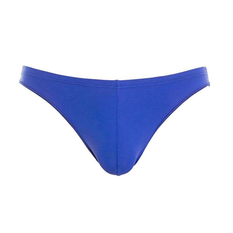 Hom - String Bleu Uni Avec Taille élastiquée Et Surpiqûres Ton Sur Ton - Bleu Hom - String Bleu Uni Avec Taille élastiquée Et Surpiqûres Ton Sur Ton - Bleu