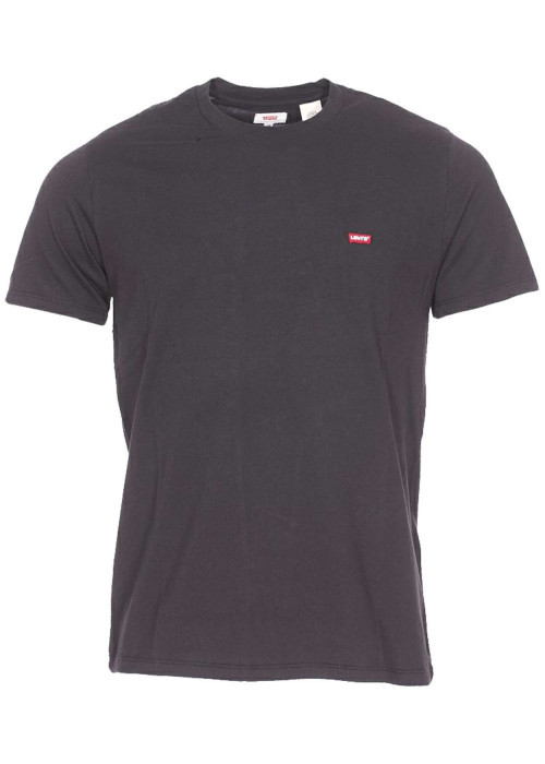 T-shirt noir en coton uni avec un col rond et une coupe droite