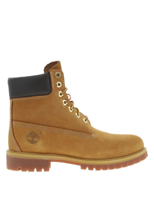 Bottines en cuir nubuck miel à talon plat avec des lacets ronds