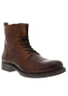 Thumbnail Boots en cuir marron avec une fermeture zippée lacets ronds et languette d'aisance