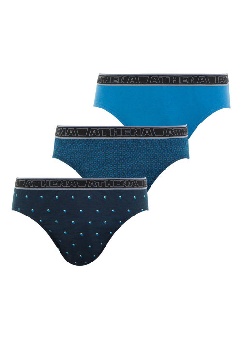 Lot de 3 slips bleus en coton avec motifs all-over et taille élastiquée