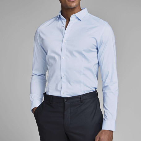 Chemise bleu ciel à coupe ajustée à col...