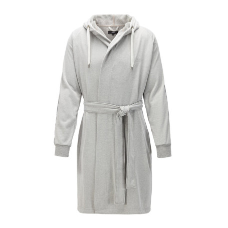 Peignoir en coton gris uni coupe droite avec un...