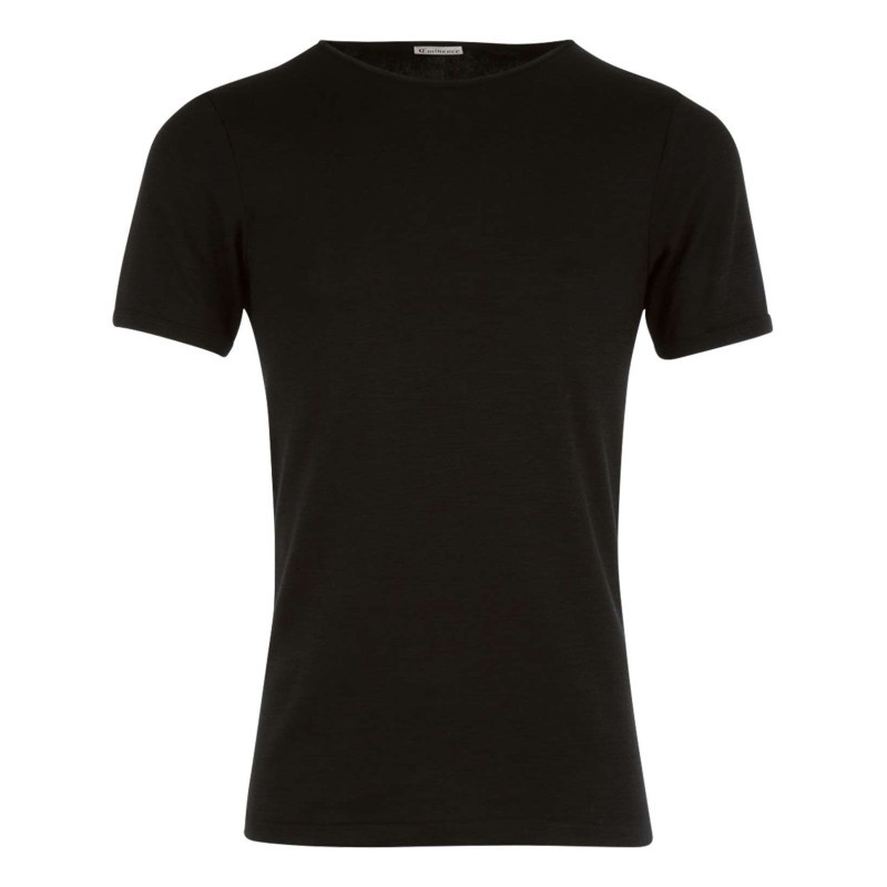 Eminence - T-shirt Noir Uni En Laine Mélangée Avec Une Coupe Droite Et Un Col Rond - Noir Eminence - T-shirt Noir Uni En Laine Mélangée Avec Une Coupe Droite Et Un Col Rond - Noir