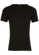 Thumbnail T-shirt noir uni en laine mélangée avec une coupe droite et un col rond