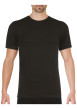 Thumbnail T-shirt noir uni en laine mélangée avec une coupe droite et un col rond - Image 3
