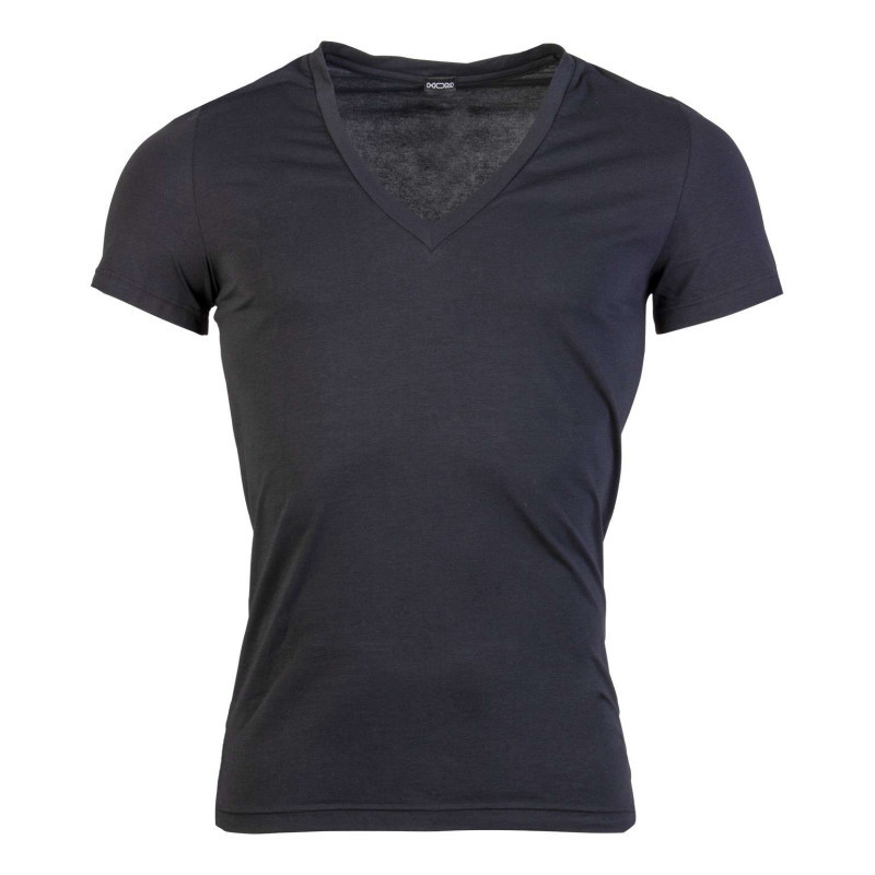 Hom - T-shirt Classique Supreme En Coton Noir à Col V Et Manches Courtes - Noir Hom - T-shirt Classique Supreme En Coton Noir à Col V Et Manches Courtes - Noir