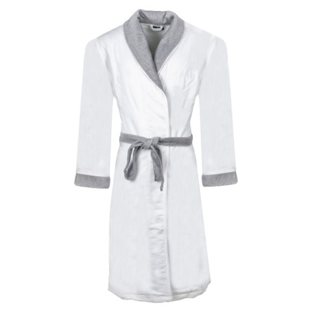 Peignoir blanc et gris chiné en coton avec une...