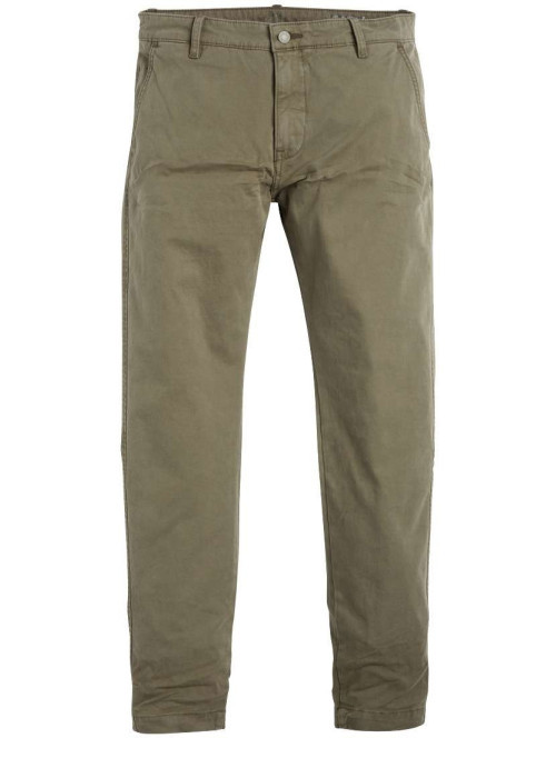 Pantalon kaki pour homme en coton coupe droite uni