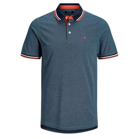 Polo pour homme bleu uni en coton avec une...