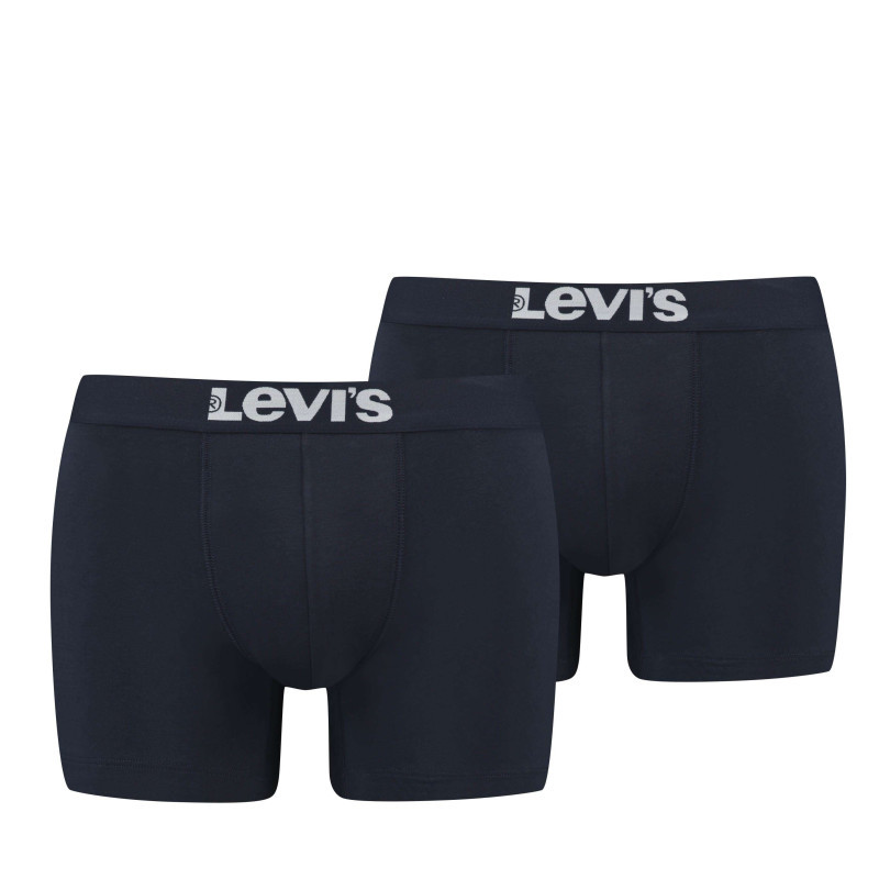 Levi's® - Lot De 2 Boxers Noirs Unis Et à Bande élastiquée Brodée à La Taille - Bleu Levi's® - Lot De 2 Boxers Noirs Unis Et à Bande élastiquée Brodée à La Taille - Bleu