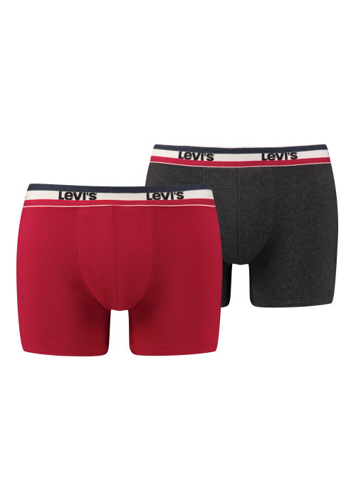 Lot de 2 boxers rouge et anthracite unis à bande élastiquée rayée