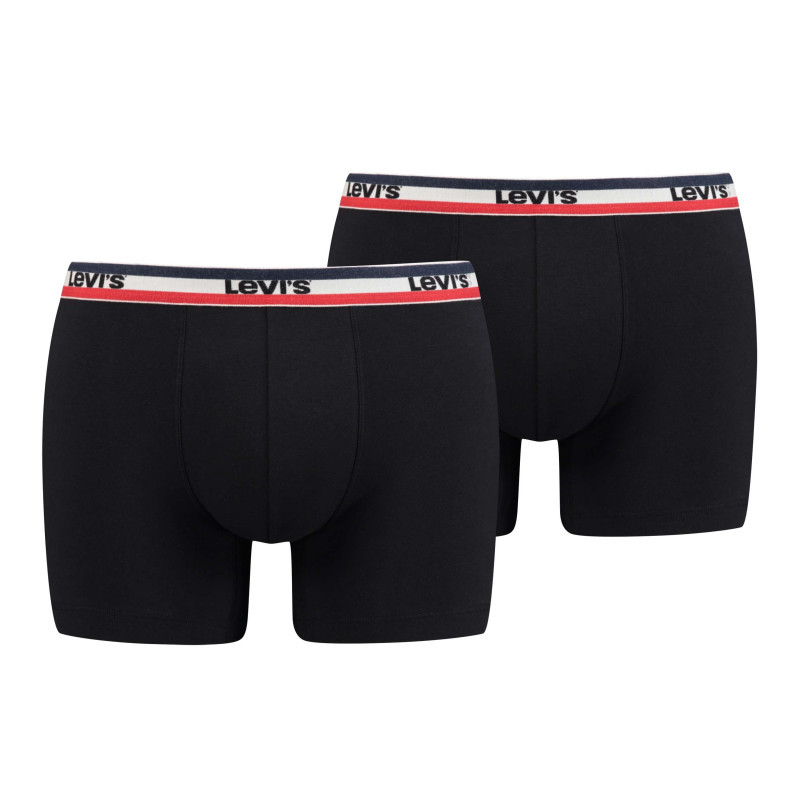 Levi's® - Lot De 2 Boxers Noirs à Bande élastiquée Bleue Blanche Rouge Et Brodée - Noir Levi's® - Lot De 2 Boxers Noirs à Bande élastiquée Bleue Blanche Rouge Et Brodée - Noir