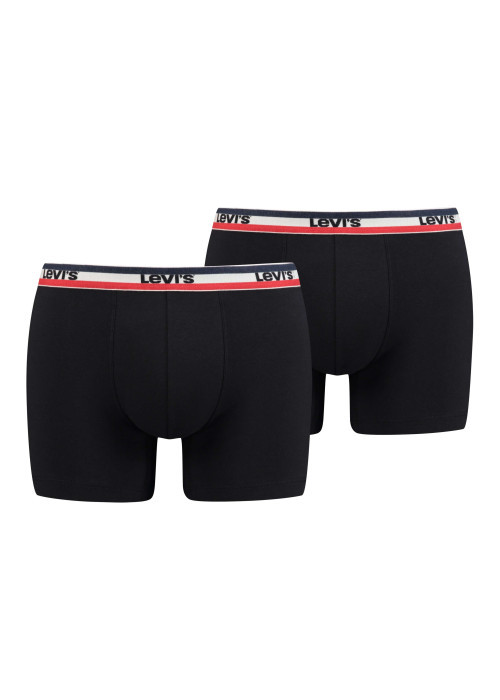 Lot de 2 boxers noirs à bande élastiquée bleue blanche rouge et brodée