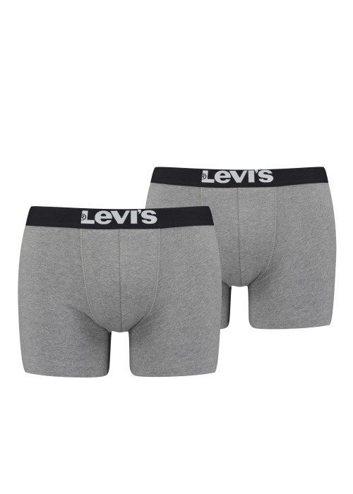 Lot de 2 boxers gris et à bande élastiquée noire brodée à la taille