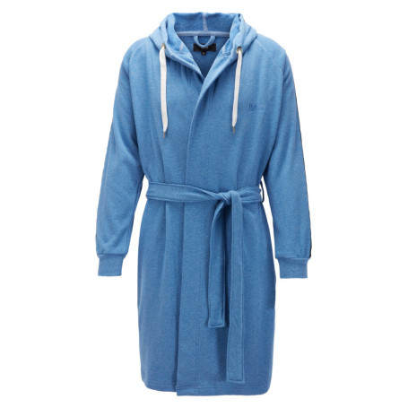 Peignoir à capuche bleue en coton mélangé avec...