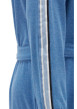 Thumbnail Peignoir à capuche bleue en coton mélangé avec liseré blancs et ceinture ton sur ton - Image 3