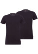 Thumbnail T-shirt noir uni avec une coupe droite à col rond et à manches courtes