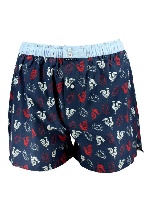 Caleçon marine en coton à imprimé all-over à boutons