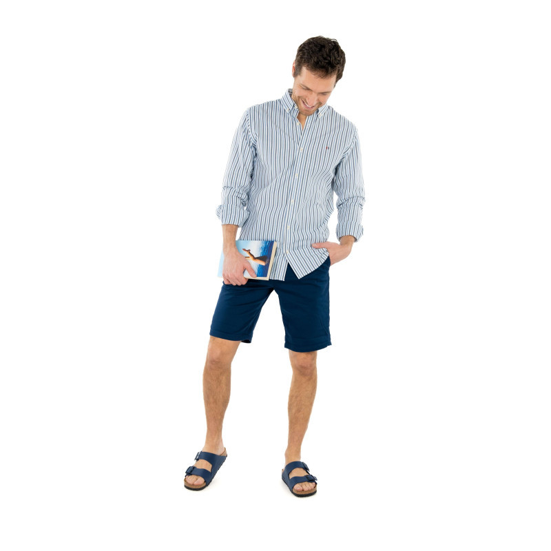 Premium By Jack & Jones - Short En Coton Marine Uni à Coupe Chino Et à Fermeture Zippée Boutonnée - Marine