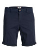 Thumbnail Short en coton marine uni à coupe chino et à fermeture zippée boutonnée - Image 3