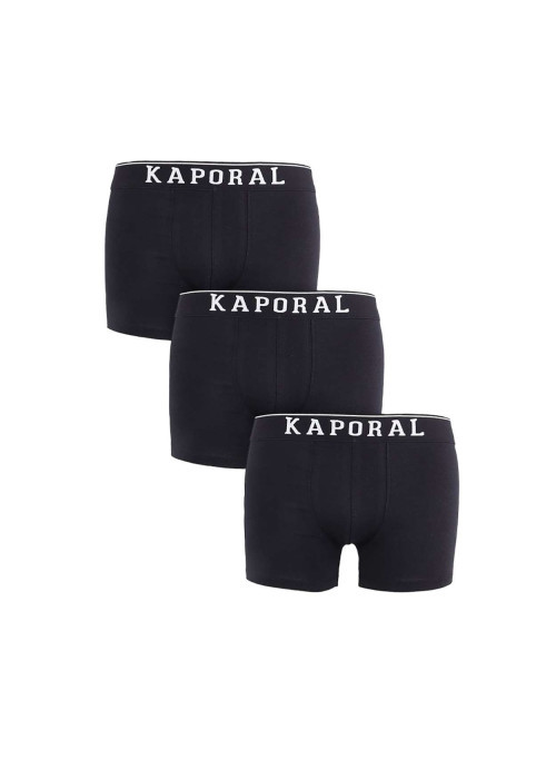 Lot de 3 Boxers noirs en coton unis avec ceinture élastiquée noire