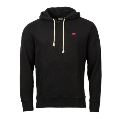 Sweat noir uni à capuche avec logo de la marque