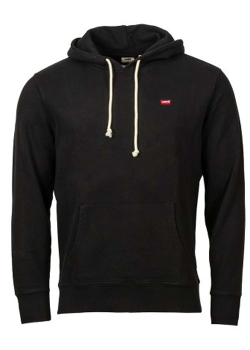 Sweat noir uni à capuche avec logo de la marque