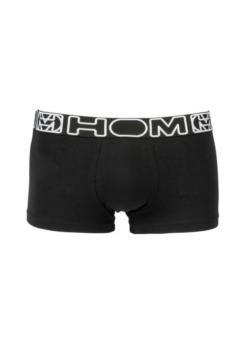 Boxer coupe courte Bertrand en coton noir avec gros logo autour de la taille élastiquée