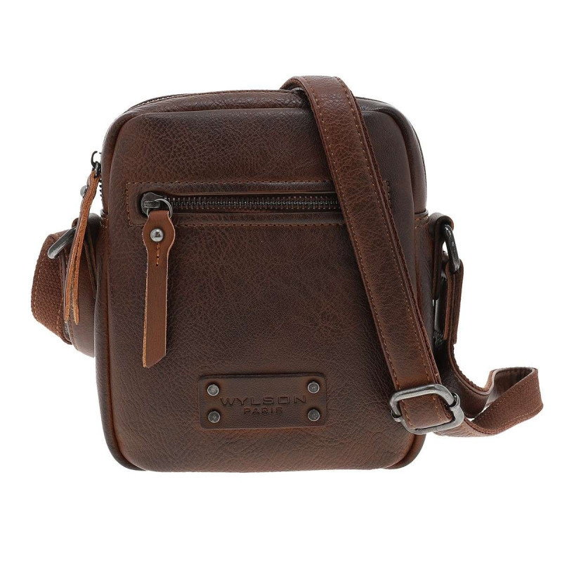 Wylson - Sacoche En Cuir Marron à Bandoulière Ajustable Et Compartiment Zippé - Marron Wylson - Sacoche En Cuir Marron à Bandoulière Ajustable Et Compartiment Zippé - Marron