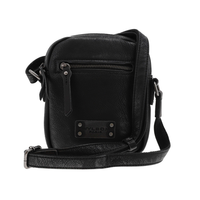 Wylson - Sacoche En Cuir Noir à Bandoulière Ajustable Et à Fermeture Zippée - Noir Wylson - Sacoche En Cuir Noir à Bandoulière Ajustable Et à Fermeture Zippée - Noir