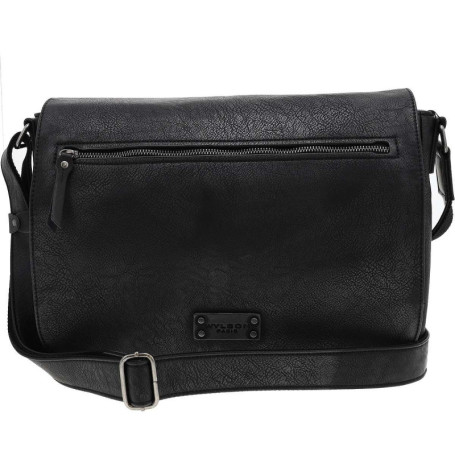 Sacoche en cuir noir à bandoulière ajustable et...